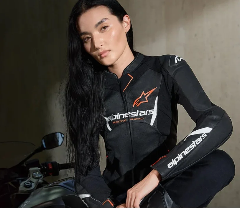 Jaqueta Alpinestars Stella/Feminina Couro Faster V3 Preto/Branco